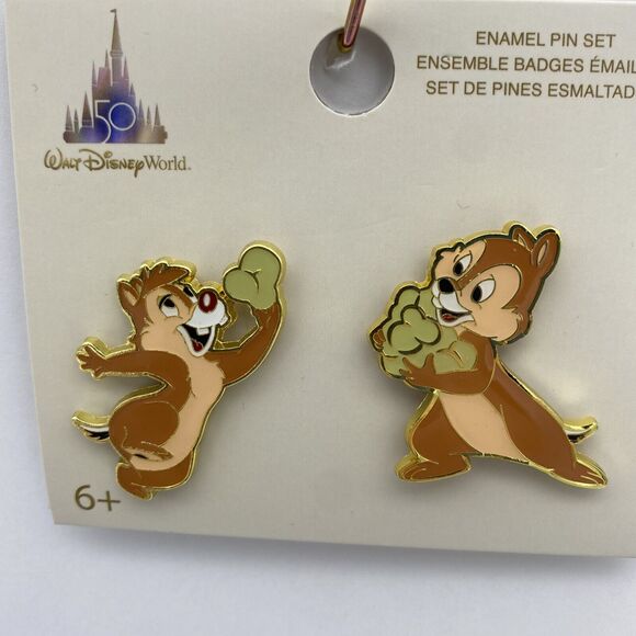 Loungefly Walt Disney World Pin Chip 'N Dale & Popcorn 50th Anniversary 2 Pins - Picture 2 of 7